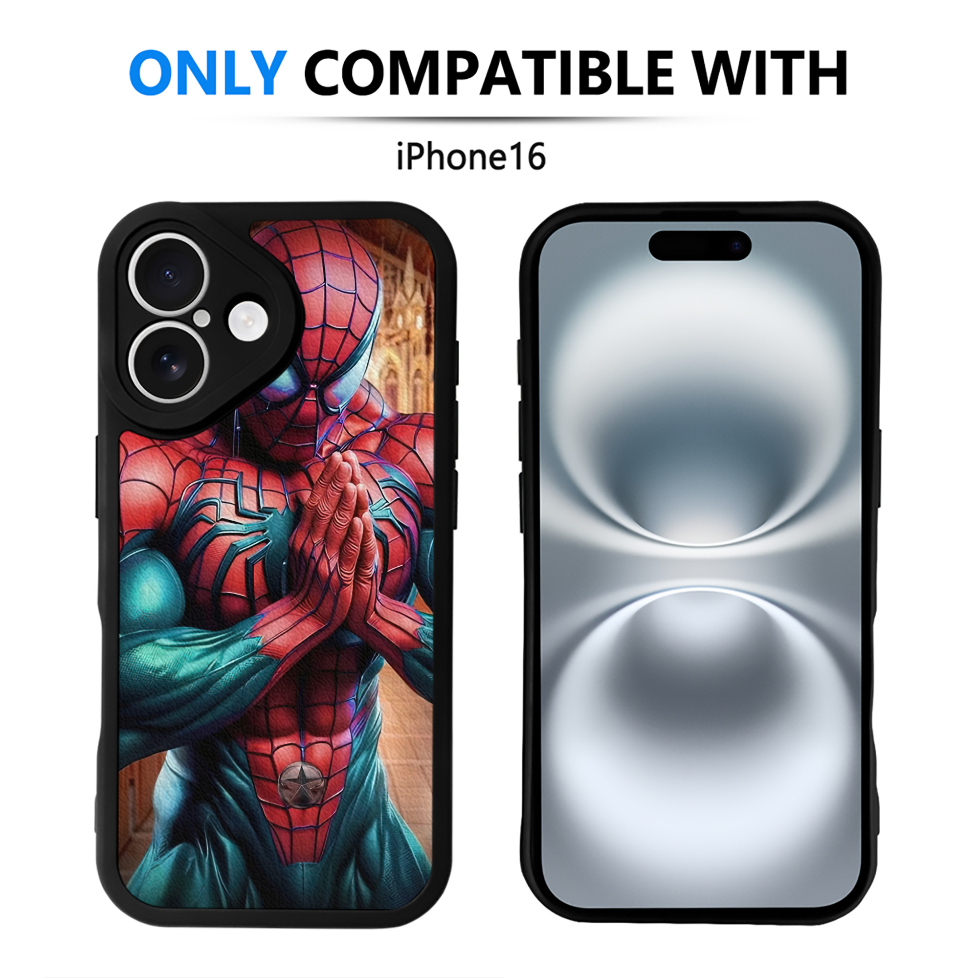 Spider Man スパイダーマン 【iPhone 16シリーズ対応】シリコンスマホケース（レザー調） 材質：シリコン